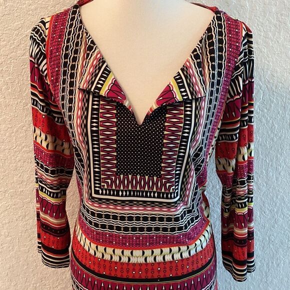 HOST PICKđ„Laundry Shelli Segal Graphic Print DressâSzâLâPink/Red/Purple/Black - Picture 2 of 11